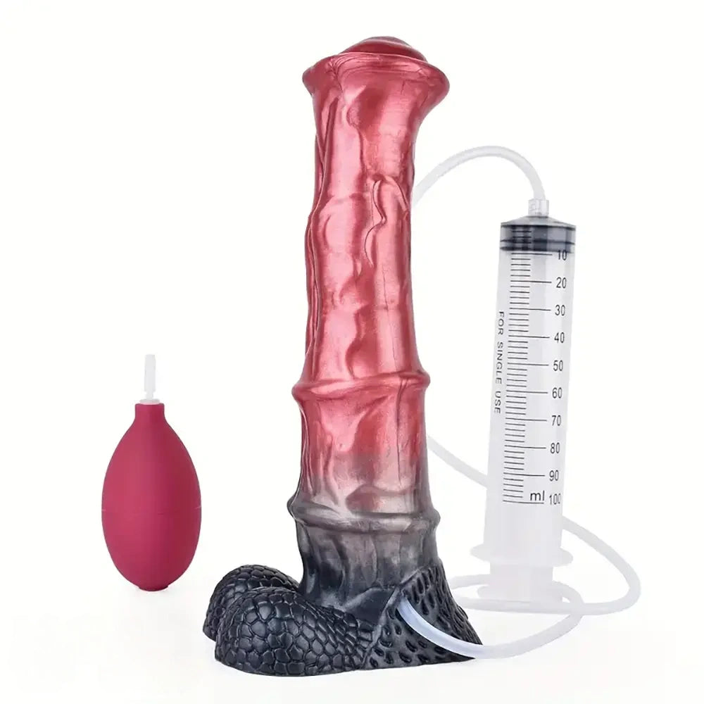 10.03in Realistic Horse Squirting Silicone Animal Cock Fantasy Dildo