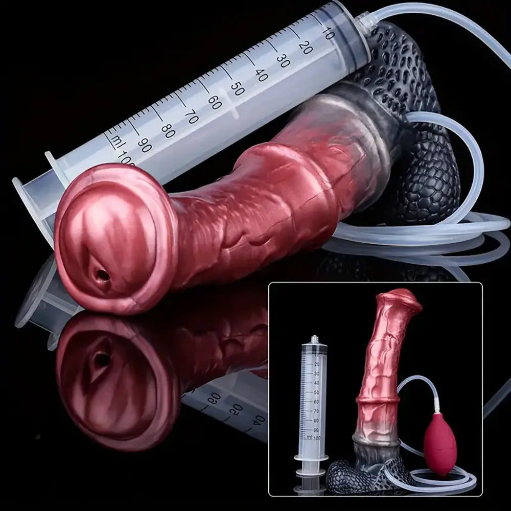 10.03in Realistic Horse Squirting Silicone Animal Cock Fantasy Dildo