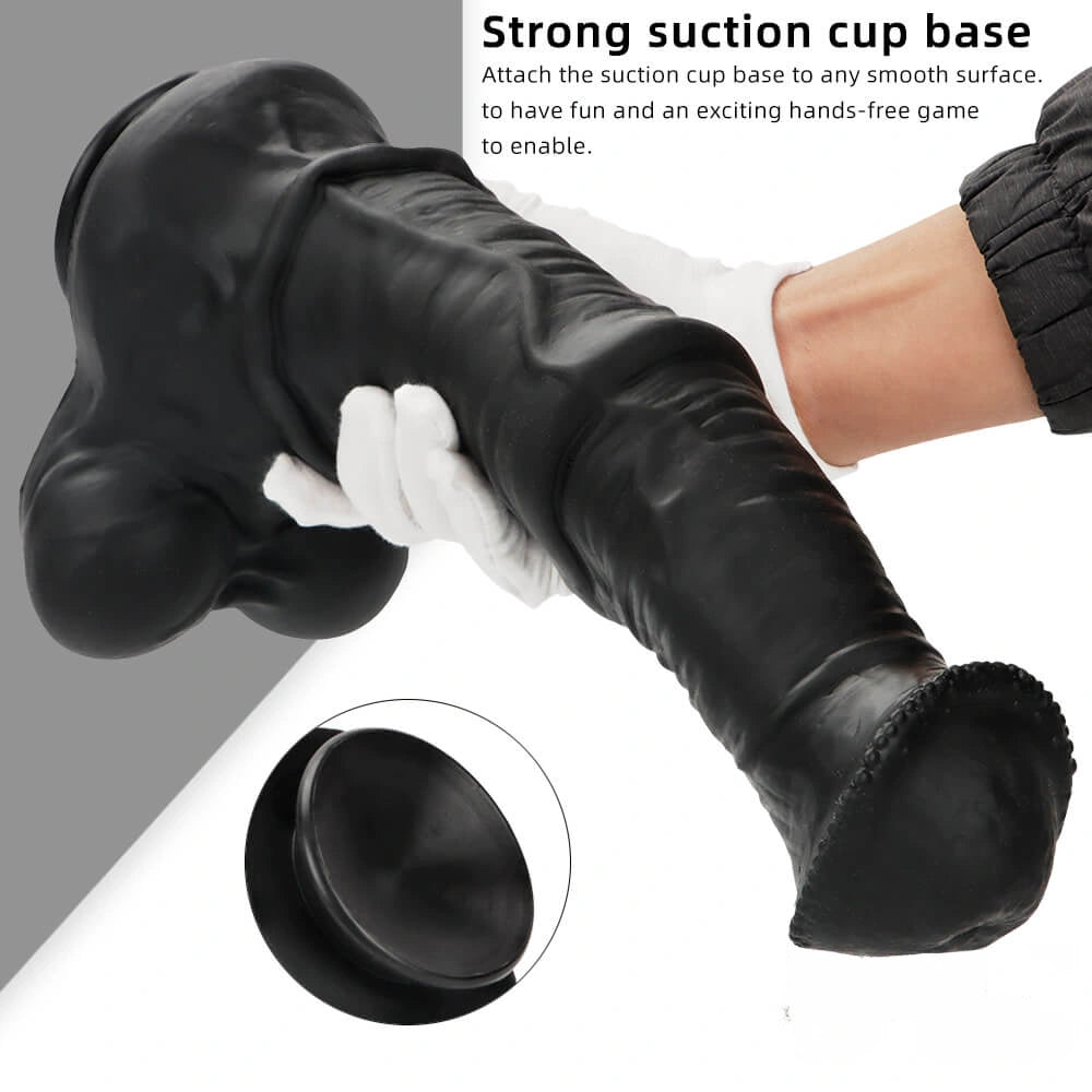 10.04in 11.41in 13.38in Big Black Thick Horse Penis Dildo Sex Toy