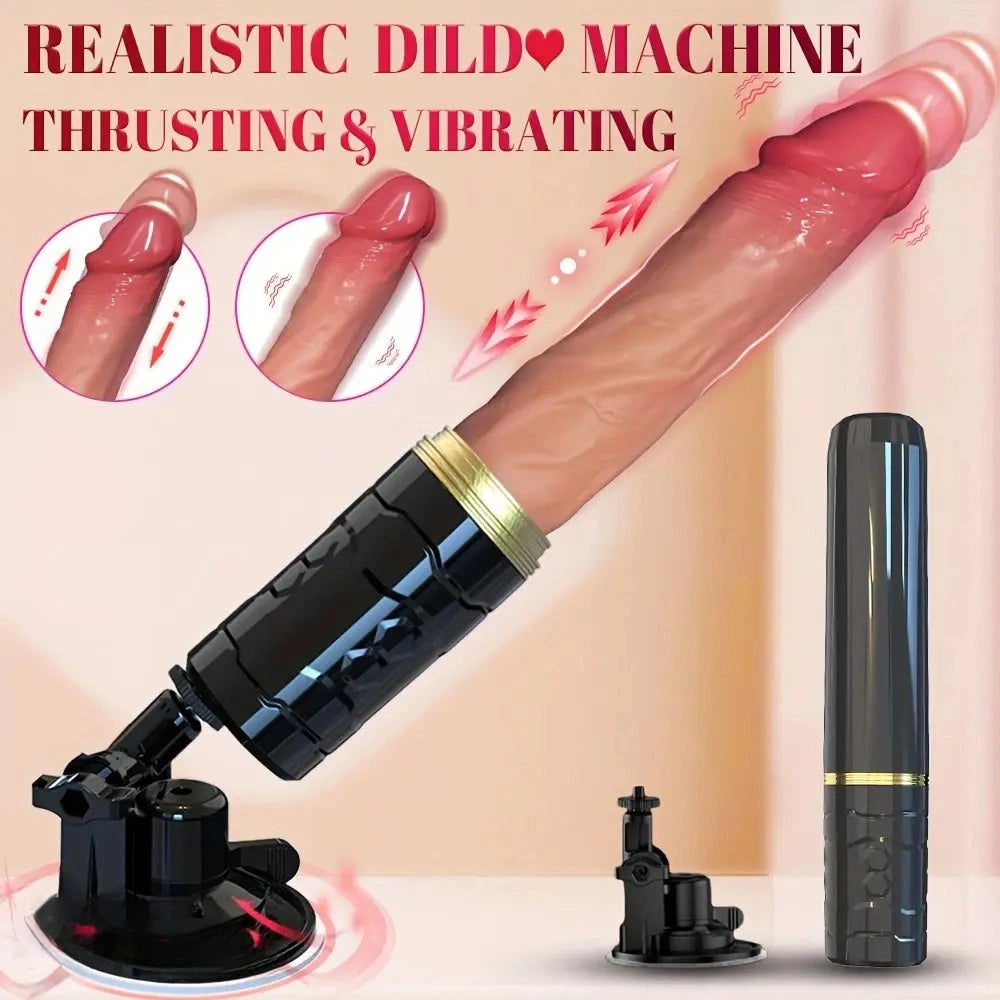 10.04in Portable Sex Machine Thrusting Vibrating Dildo Liquid Silicone Vibrator