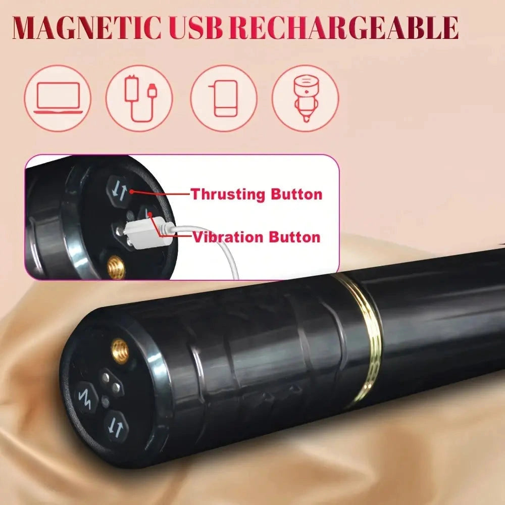 10.04in Portable Sex Machine Thrusting Vibrating Dildo Liquid Silicone Vibrator