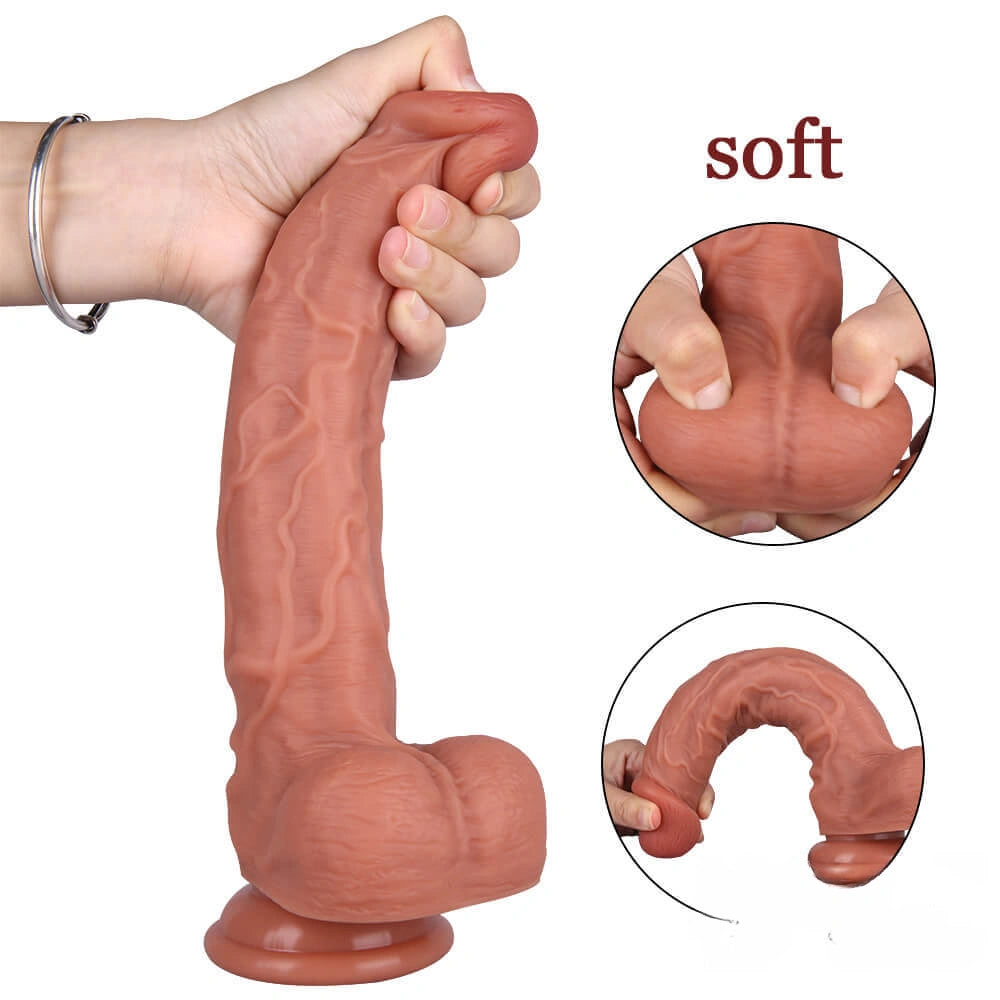 10.04in Skin Feeling Real Soft Dildo Female Sex Toy With Sucker