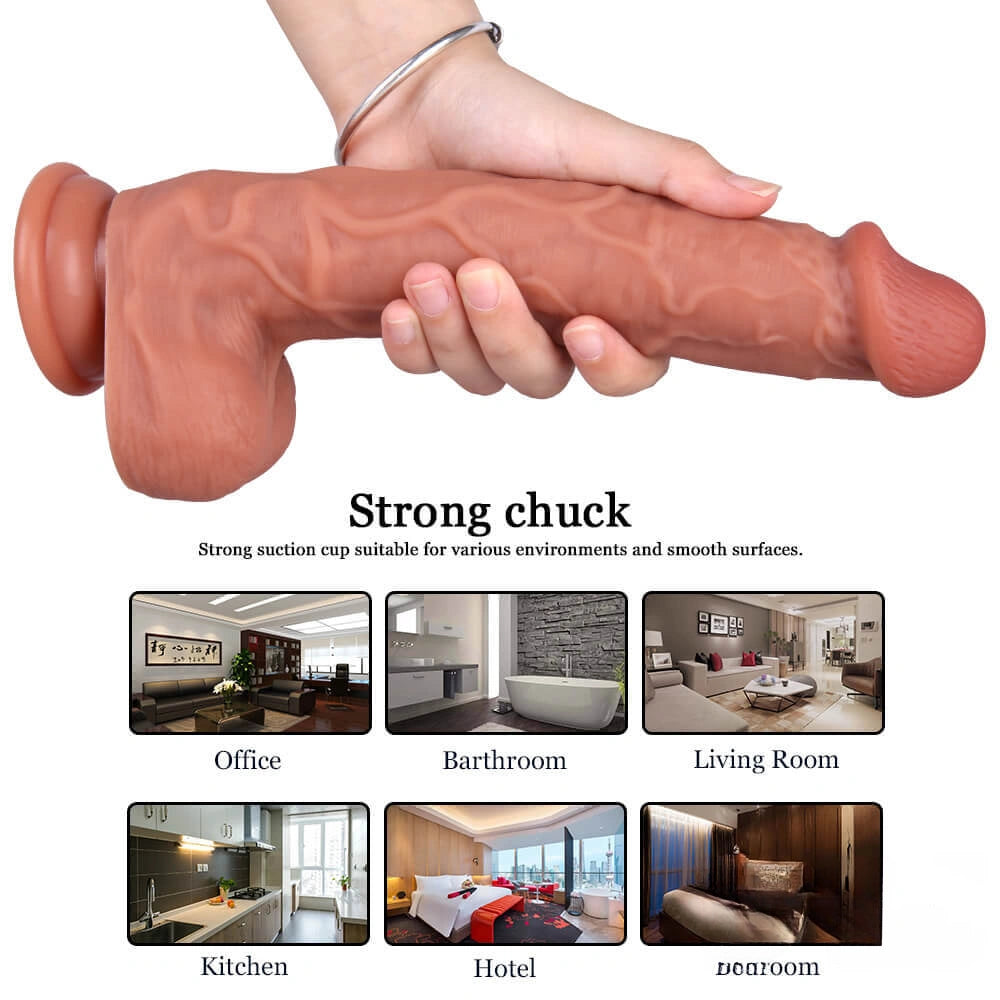10.04in Skin Feeling Real Soft Dildo Female Sex Toy With Sucker