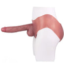 10.11in Hollow Sleeve Strap on Dildo Leather Pants For Men Women Sex