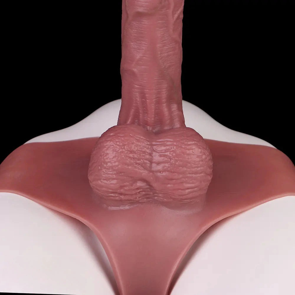 10.11in Hollow Sleeve Strap on Dildo Leather Pants For Men Women Sex