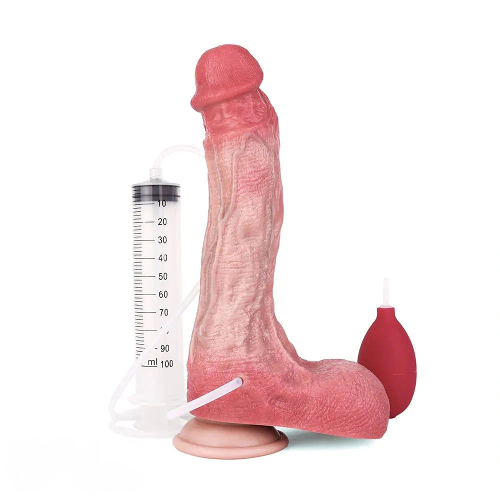 10.12in Couple Sex Game Toy Dual Density Silicone Ejaculating Dildo