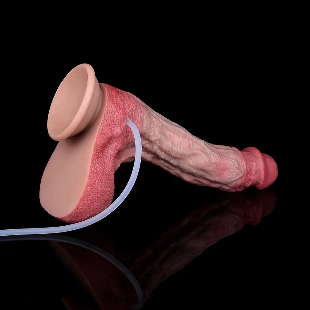 10.12in Couple Sex Game Toy Dual Density Silicone Ejaculating Dildo