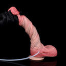 10.12in Couple Sex Game Toy Dual Density Silicone Ejaculating Dildo