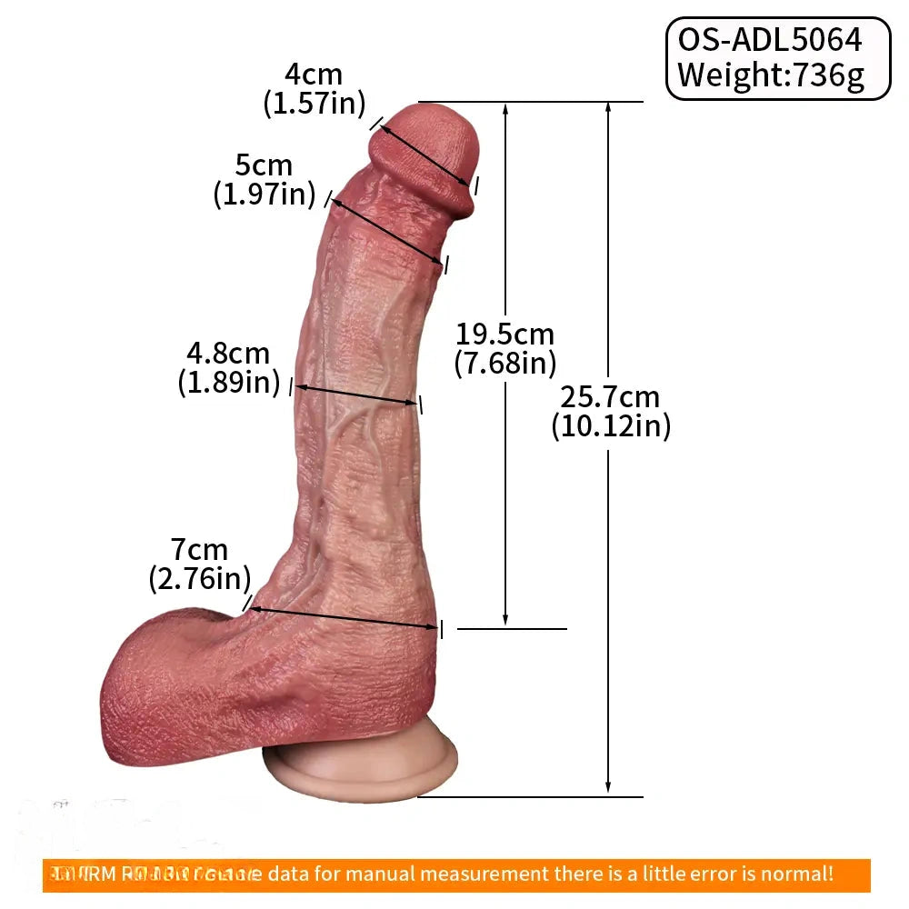 10.12in Double-layer Liquid Silicone Skin-like Soft Big Lifelike Male Dildo