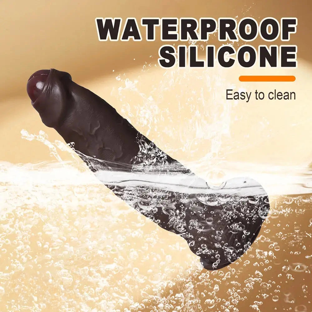 10.13in Uncut Realistic Skin Double Density Silicone Big Dildo Hands-Free Use