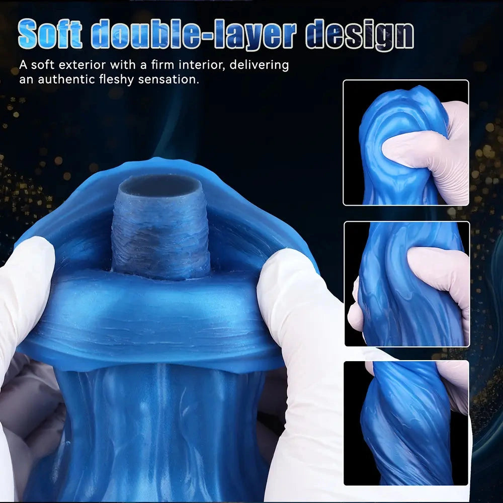 10.15in Double Layer Three Heads Silicone Knot Dildo For Women Men