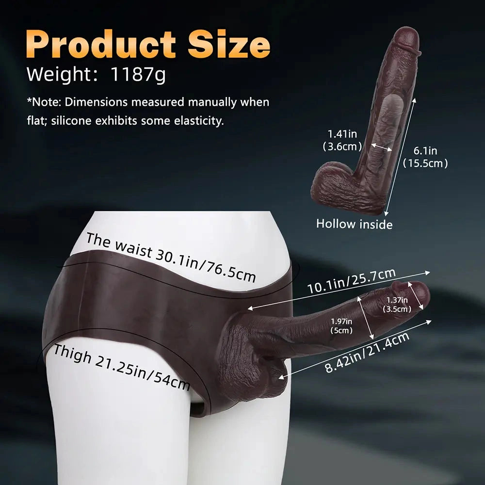10.1in Hollow Strap on Dildo Panty For G-Spot Vaginal & Anal Stimulation