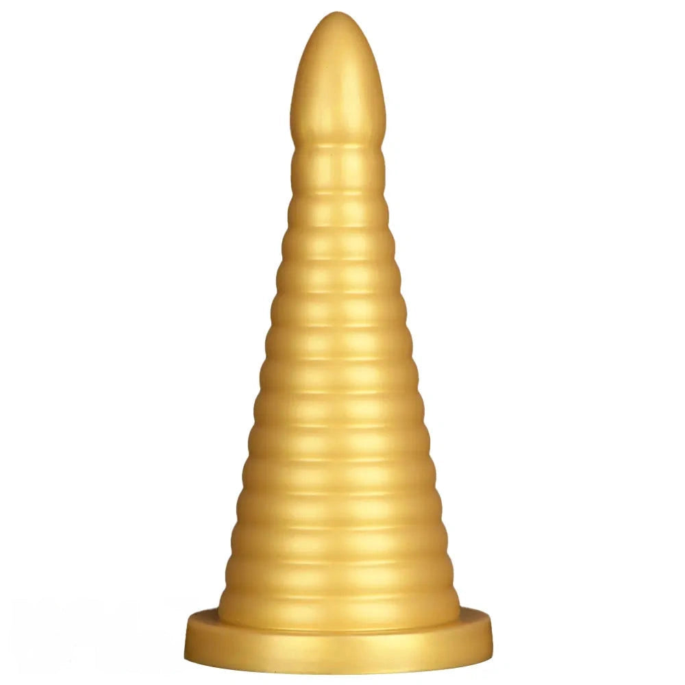 10.23in 14.56in Large Thread Gold Silicone Pagoda Thick Large Anal Plug Dildo