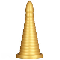 10.23in 14.56in Large Thread Gold Silicone Pagoda Thick Large Anal Plug Dildo