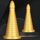 10.23in 14.56in Large Thread Gold Silicone Pagoda Thick Large Anal Plug Dildo