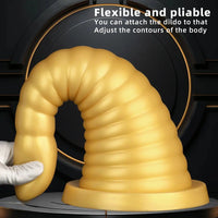10.23in 14.56in Large Thread Gold Silicone Pagoda Thick Large Anal Plug Dildo