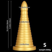 10.23in 14.56in Large Thread Gold Silicone Pagoda Thick Large Anal Plug Dildo