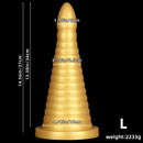 10.23in 14.56in Large Thread Gold Silicone Pagoda Thick Large Anal Plug Dildo