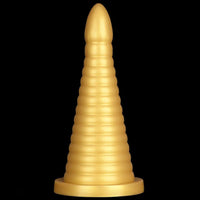 10.23in 14.56in Large Thread Gold Silicone Pagoda Thick Large Anal Plug Dildo