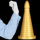10.23in 14.56in Large Thread Gold Silicone Pagoda Thick Large Anal Plug Dildo