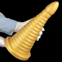 10.23in 14.56in Large Thread Gold Silicone Pagoda Thick Large Anal Plug Dildo