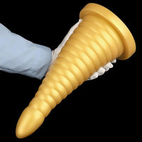 10.23in 14.56in Large Thread Gold Silicone Pagoda Thick Large Anal Plug Dildo