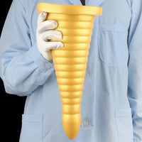10.23in 14.56in Large Thread Gold Silicone Pagoda Thick Large Anal Plug Dildo
