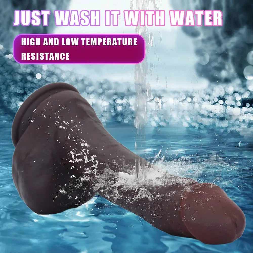10.23in Double Layer Silicone Big Dildo With Strong Suction Cup Sex Toy
