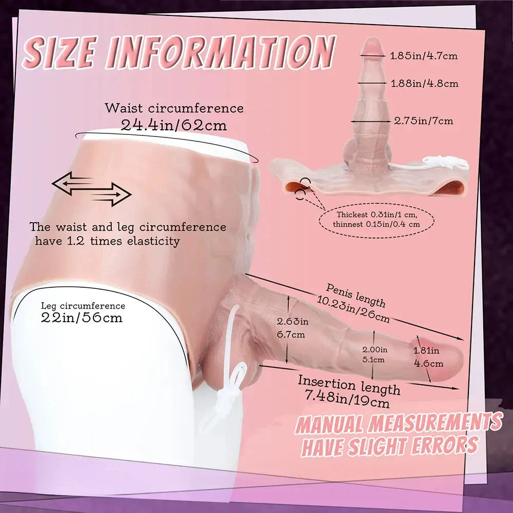 10.23in Ejaculating Dildo Pants Solid Lifelike Wearable G Spot Dildo Panty