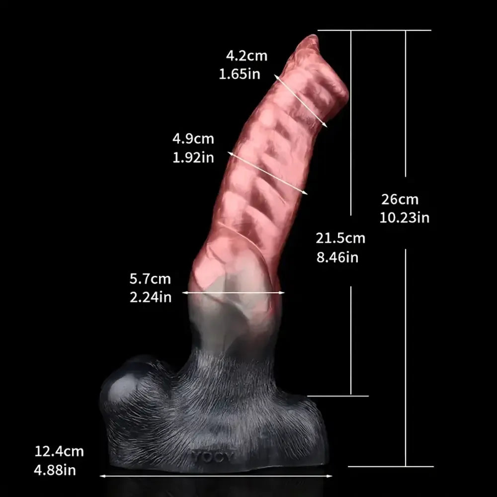 10.23in Large Wolf Fantasy Realistic Soft Silicone knot Flesh-Like Dildo