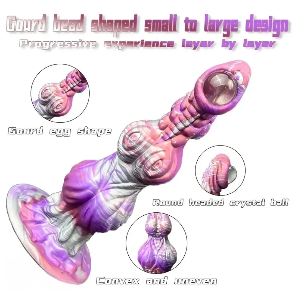 10.23in Liquid Silicone Anal Plug Knot Big Dildo Soft Prostate Massager