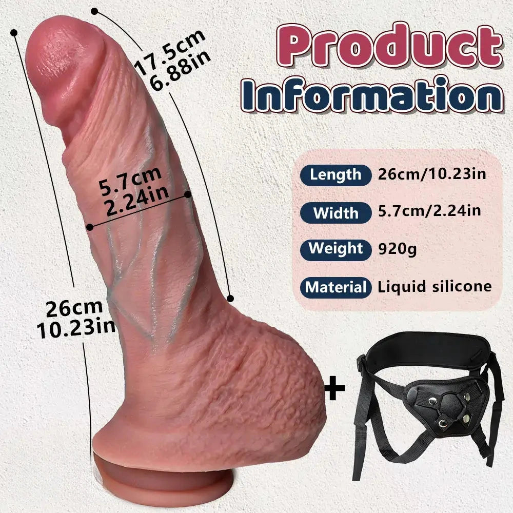 10.23in Realistic Feeling Strap on Big High Quality Heat Resistant Dildo
