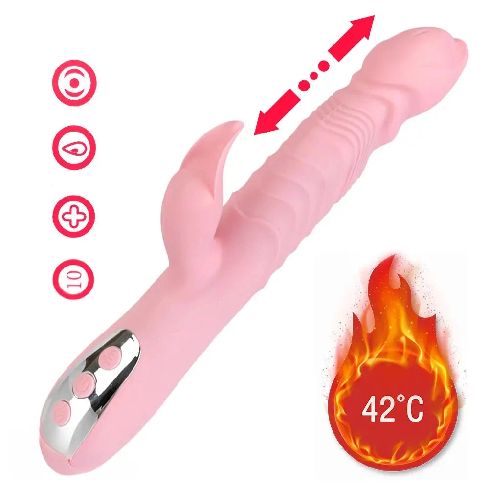 10.24in Thrusting Vibrating Heating Big Dildo With Tongue Licking