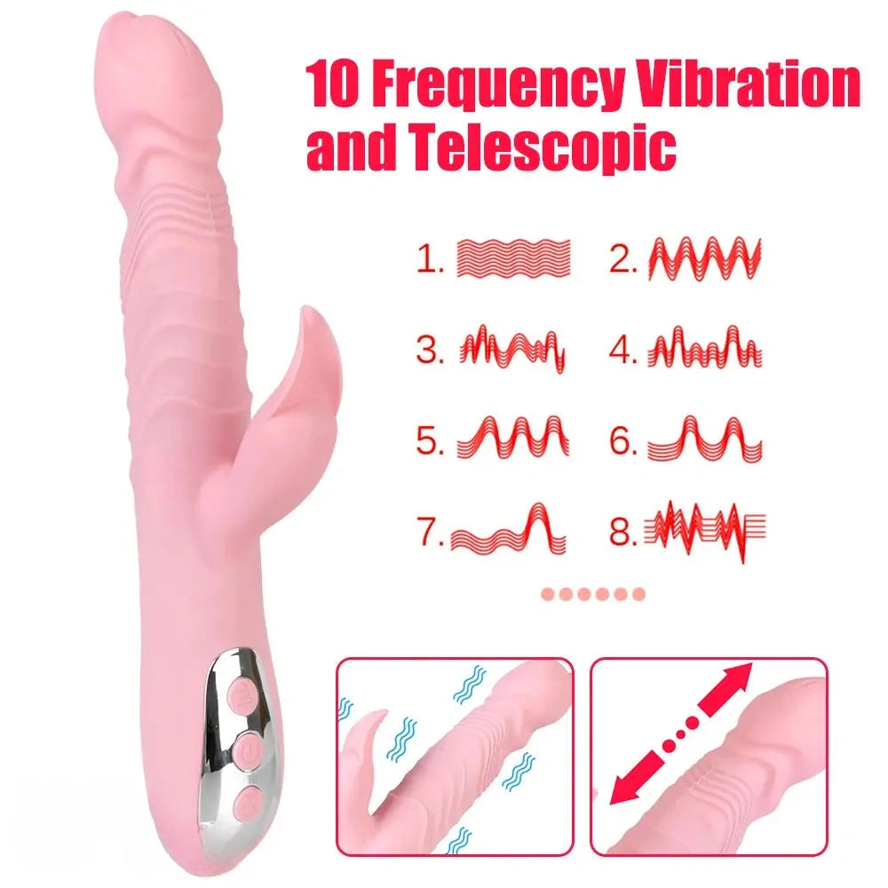 10.24in Thrusting Vibrating Heating Big Dildo With Tongue Licking
