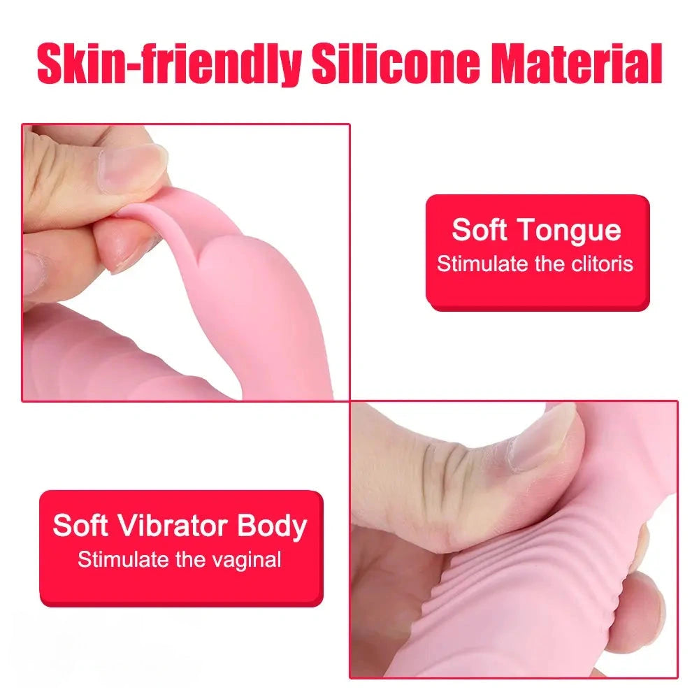 10.24in Thrusting Vibrating Heating Big Dildo With Tongue Licking