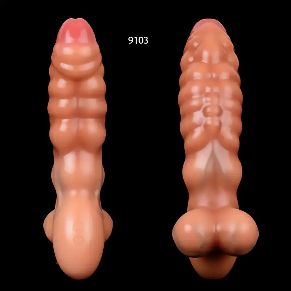 10.26in 10.59in Lifelike Liquid Silicone Large Fantasy Dildo Muscle Lines