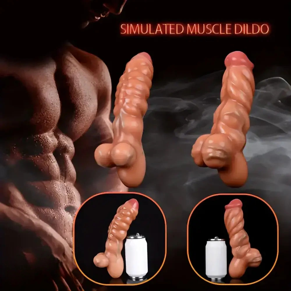 10.26in 10.59in Lifelike Liquid Silicone Large Fantasy Dildo Muscle Lines