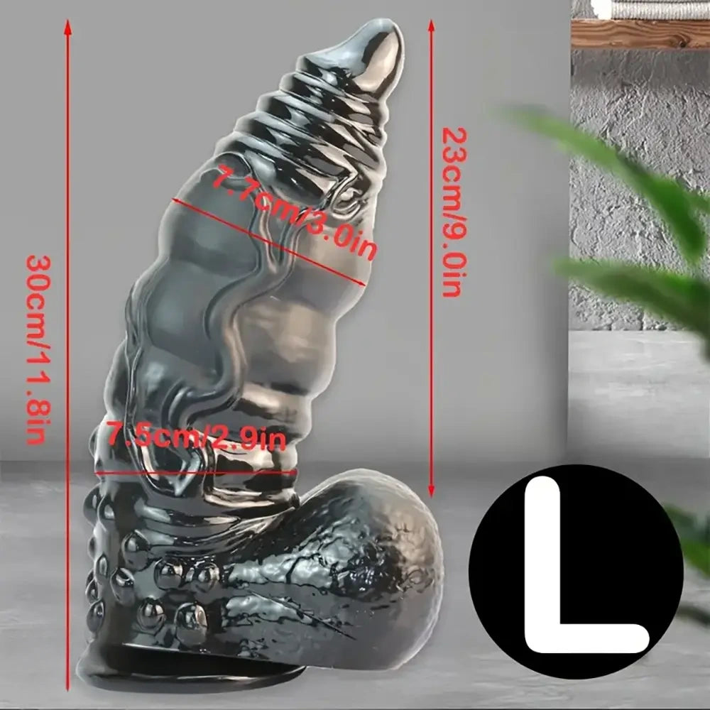 10.2in 11.8in Fantasy Sharp Head Huge Black Thick Dildo For Vagina