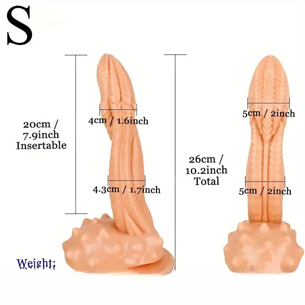 10.2in 12.4in Giant Pointed Penis Beast Animal Shaped PVC Scales Dildo