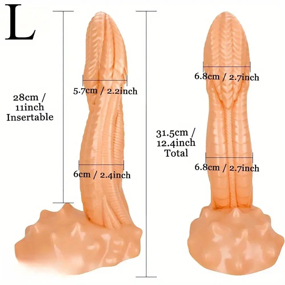 10.2in 12.4in Giant Pointed Penis Beast Animal Shaped PVC Scales Dildo