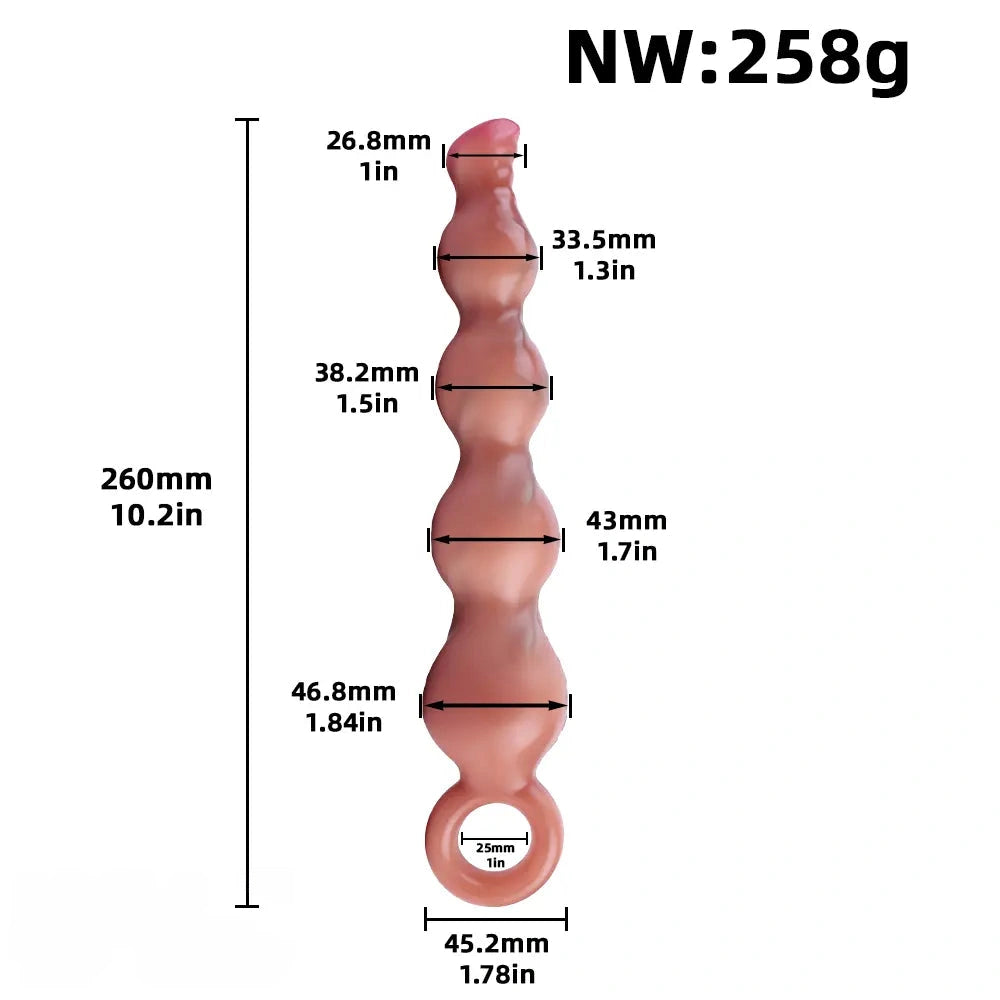 10.2in Big Vibrating Silicone Soft Pulling Beads Anal Horse Dildo With 3 Motors