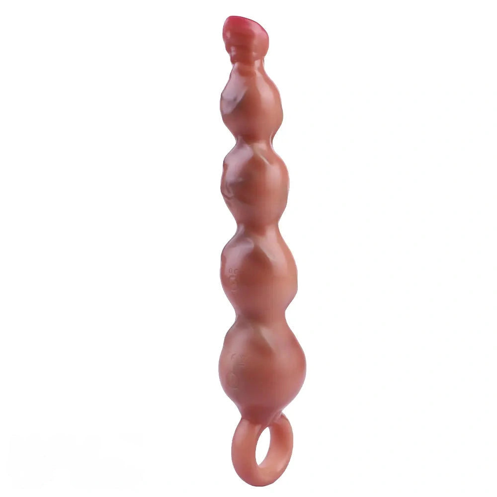 10.2in Big Vibrating Silicone Soft Pulling Beads Anal Horse Dildo With 3 Motors