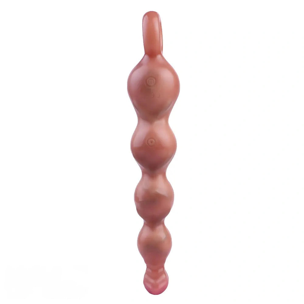 10.2in Big Vibrating Silicone Soft Pulling Beads Anal Horse Dildo With 3 Motors