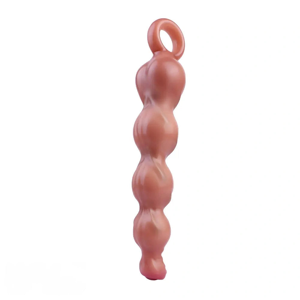10.2in Big Vibrating Silicone Soft Pulling Beads Anal Horse Dildo With 3 Motors