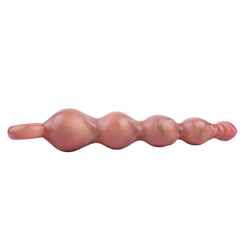 10.2in Big Vibrating Silicone Soft Pulling Beads Anal Horse Dildo With 3 Motors