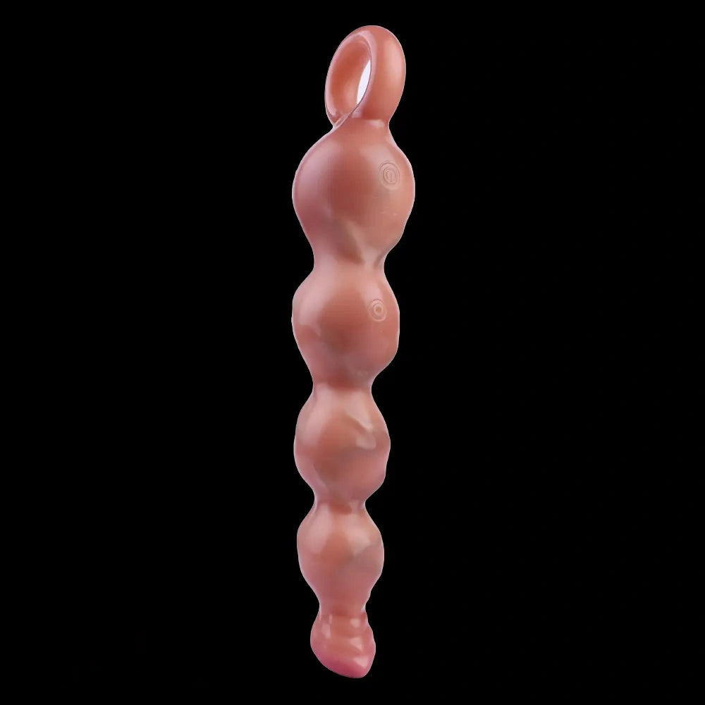 10.2in Big Vibrating Silicone Soft Pulling Beads Anal Horse Dildo With 3 Motors