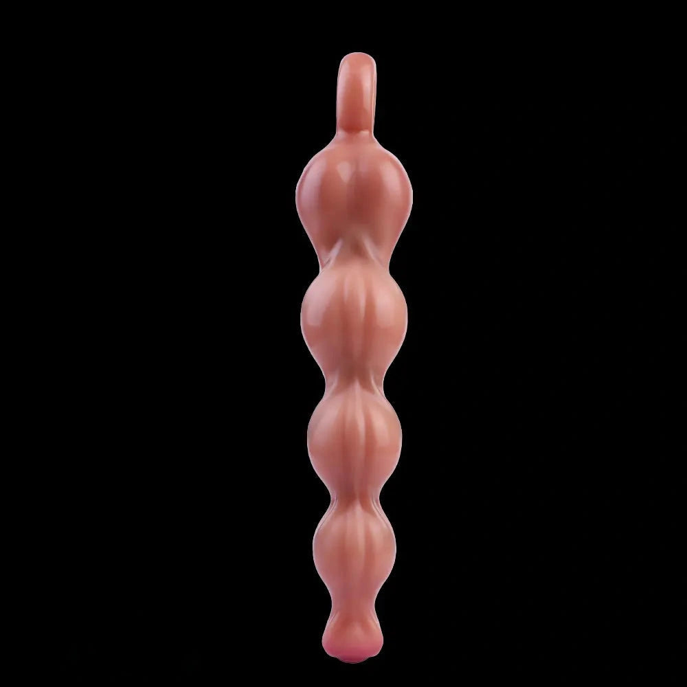 10.2in Big Vibrating Silicone Soft Pulling Beads Anal Horse Dildo With 3 Motors
