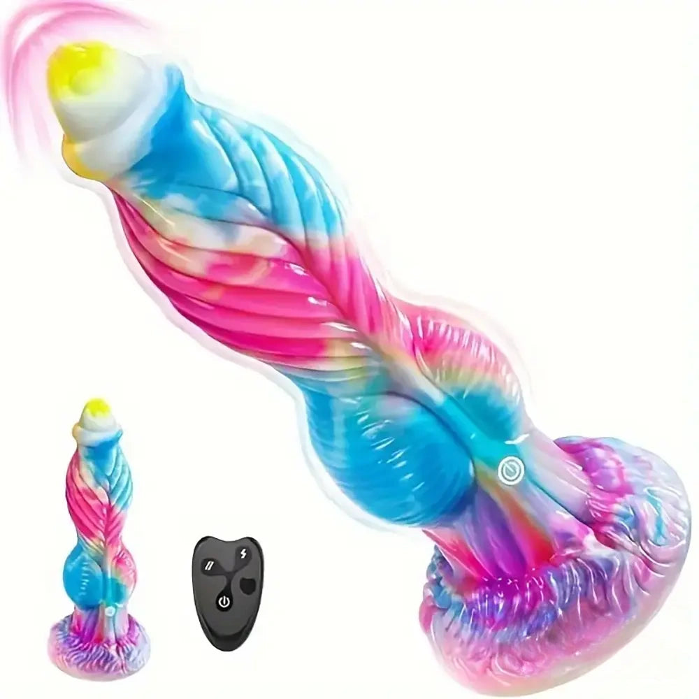 10.2in Fantasy Big Soft Silicone Monster Thrusting Vibrating Dildo