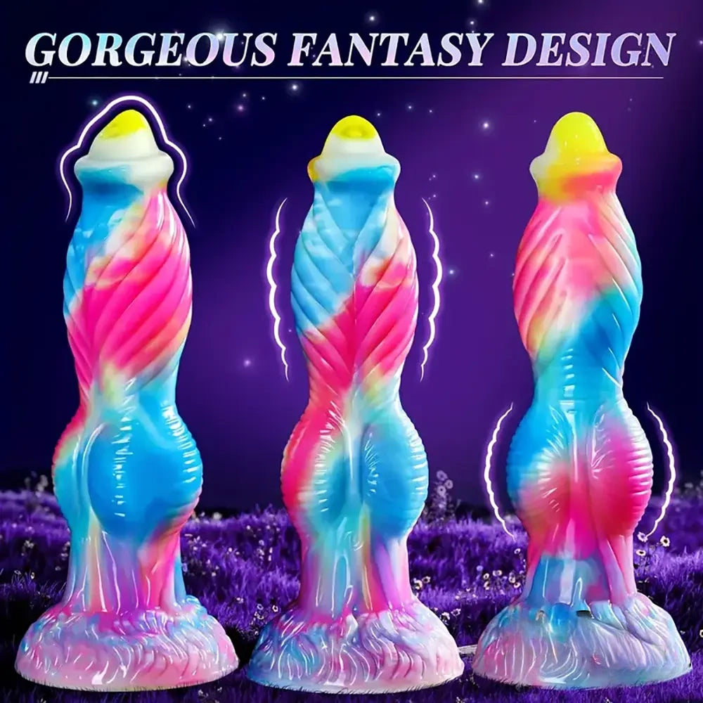 10.2in Fantasy Big Soft Silicone Monster Thrusting Vibrating Dildo
