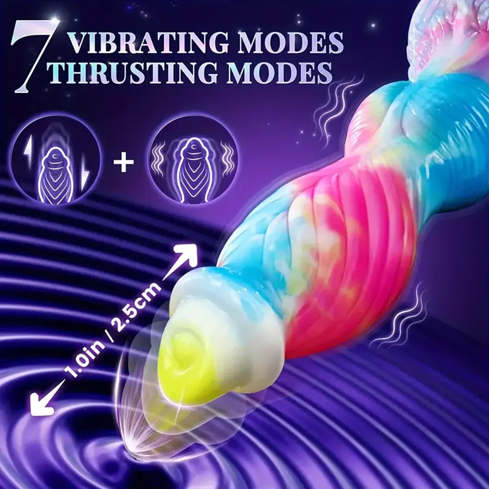 10.2in Fantasy Big Soft Silicone Monster Thrusting Vibrating Dildo
